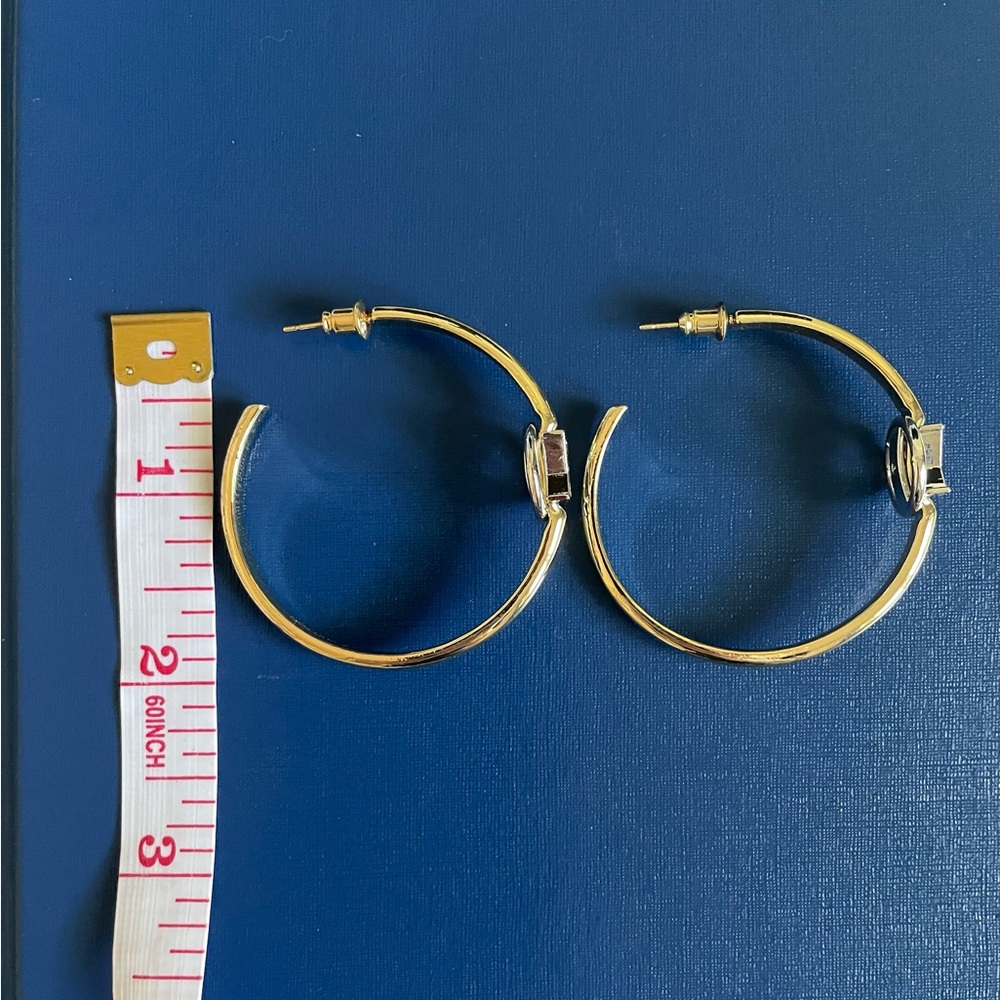 Gold & Silver LV Hoop Earrings - Picture 5 of 6